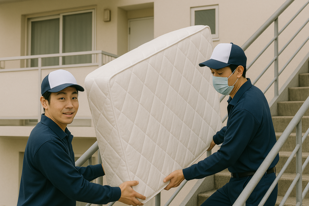 不用品回収受付センターのマットレス運び出し